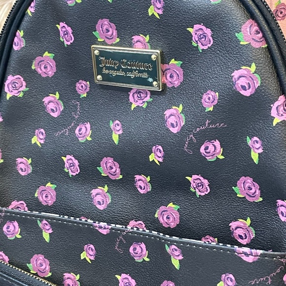 NWT 3-Pcs Set Juicy Couture Backpack, Pouch, & Card Case, Black Blooms at Night main image 4